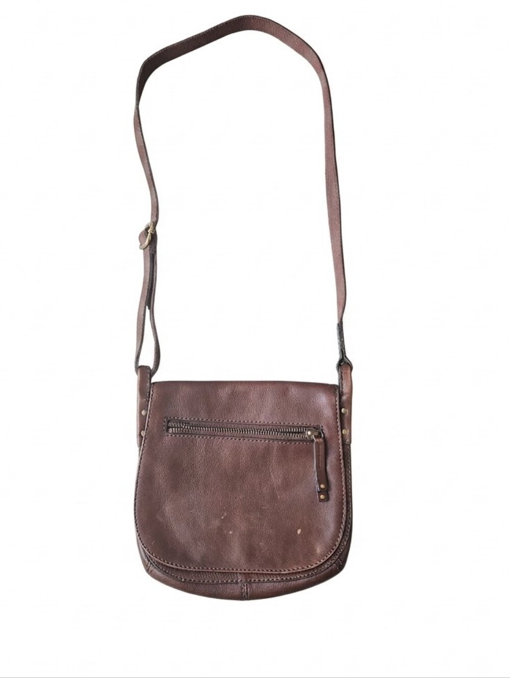 Fossil Brown Leather Crossbody with Front Zip Pocket